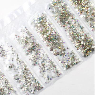 China Easy Apply Rhinestone Crystal Glass Nail Rhinestones Manicure Flat Nail Accessories 6 Grids for sale