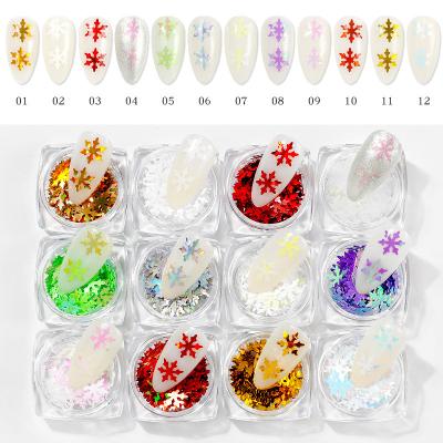 China Easy Apply 12 Grids Nail Art DIY Colorful Glitters Sequin Snow Decoration for sale