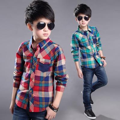 China Newest Fashion Anti-pilling Long Sleeve Button Up Plaid Shirts For Boy for sale