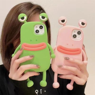 China 3d cartoon frog animals cute funny soft silicone phone case shockproof cover for iphone x xr xs 11 12 13 14 pro max for sale