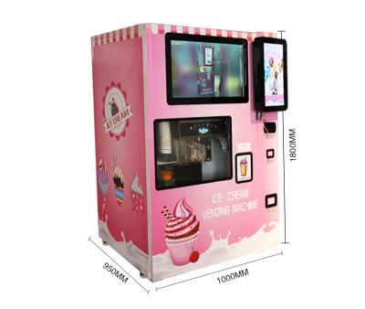 China Custom Retail Hotel Subway Station Logo Card Payment System Commercial Use Mall Soft Ice Cream Maker Vending Machine New for sale