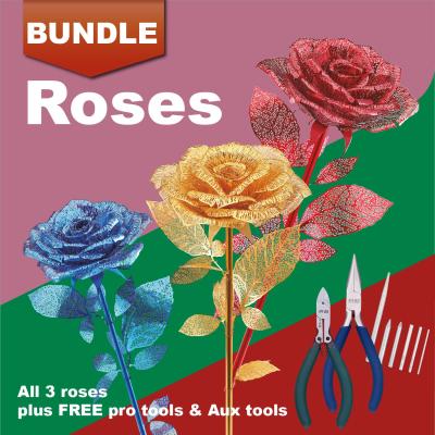 China DIY TOY Piececool Best Selling Artificial Flower 3D Metal Puzzles Best Seller 3pcs ROSE Puzzles Free Tool Bundle for Home Decoration for sale