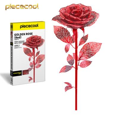 China piececool DIY 3D metal puzzle piececool RED ROSE artificial flower jigsaw puzzle toy gifts for teens and adults for sale