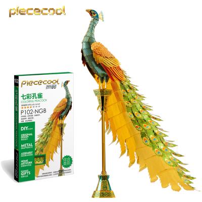 China DIY TOY Piececool Hot Products Educational Toys COLORFUL Creative Handmade 3D Metal Puzzle PEACOCK Animal Craft DIY Kit for sale