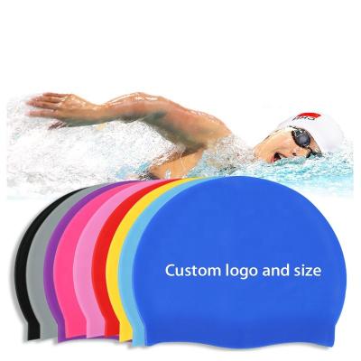 China Wholesale 50g 55g 60g Swimming Cap 100% Printed Silicone Swim Cap Adults Kids Swimming Cap for sale