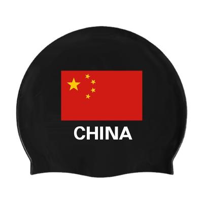 China High Quality Silicone Flexible Swimming Cap Country Flag Hat National Flag Custom Swimming Caps for sale