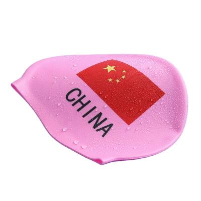 China Wholesale custom made custom swim cap durable elastic swim cap countries flag printing silicone swimming caps for sale