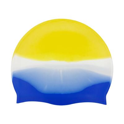 China Waterproof Durable Silkscreen Printed Silicone Funny Swim Cap Eco - Friendly Comfortable Colorful Multi Colors Swim Cap for sale