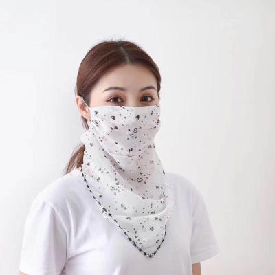 China Floral Print Outdoor Reusable Chiffon Neck Scarf Bandana Scarf Floral Print Women Face Protective Scarf for sale