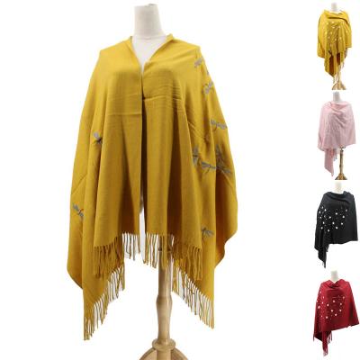 China Indian Acrylic Cashmere Indian Embroidery Muslim Scarf With Tassel for sale