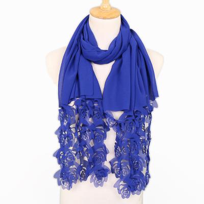 China Wholesale Hot-selling Rose Dupatta Lace Chiffon Chiffon Chiffon Scarf Bridal Scarf Lady for sale