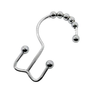 China Durable Nickel Hooks Shower Curtain Hooks Double Rings Slip Shower Hooks For Bathroom Shower Rods Curtains Rust-Resistant Metal for sale