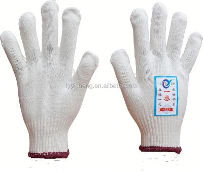 China Polyester + Cotton 7/10 Gauge White Knitted Cotton Gloves Manufacturer In China / Machine Making Poly Knit Hand Gloves for sale