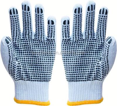 China 35% polyester +65% cotton PVC dotted raw white working glove/700g cotton dotting gloves for sale