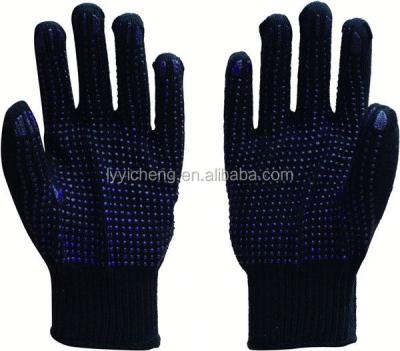 China 35% Polyester +65% Cotton PVC Dotted Cotton Glove / Brown Jersey Knitted Gloves for sale