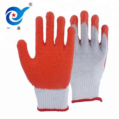 China Construction Machinery Working Felling Gloves Repairing Gloves Mining 13 Gauge Polycotton Latex Coated Glove Hands Protective Work String Knitted Latex Gloves CE for sale