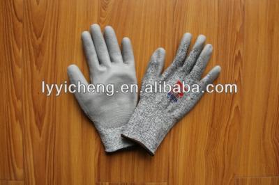 China Plastic PU Coated Knitted HPPE Cutting Gloves for sale