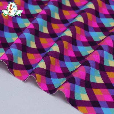 China Plain Colorful Grid Printing Bias 170g Circular Swimwear Fabric Nylon Spandex Fabric for sale