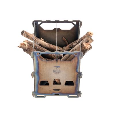 China Titanium Alloy Corrosion Resistant Ultralight Portable Outdoor Camping Folding Wood Stove for sale