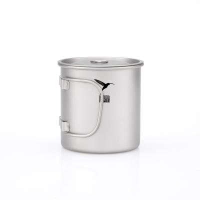 China light & Drinkware Anti-Corrosion Outdoor Titanium Camping Mug Cup Titanium Mug With Handle And Folding Lid for sale