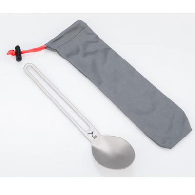 China corrosion resistant & Long Handle Travel Titanium Tableware Set Durable Ultralight Camping Titanium Spoon for sale