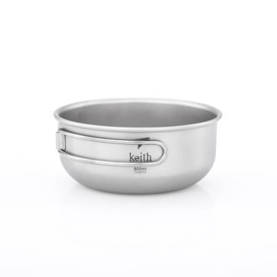 China eco-friendly & Durable Eco-friendly Metal Made Baby Bowl Multifunctional 300ml Titanium Bowl With Folding Handle for sale