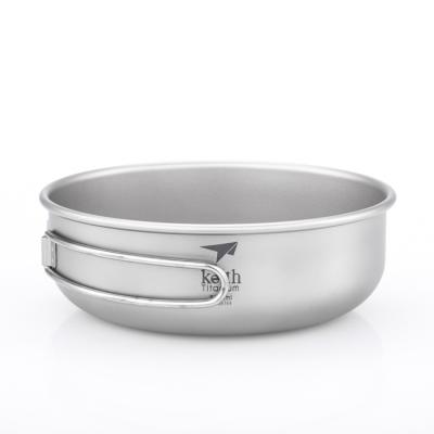 China eco-friendly & Durable Titanium Soup Pots And Stock Salad Bowl With Folding Handle Dinnerware For Camping for sale