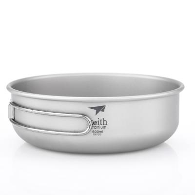 China eco-friendly & 600ml Dishwashing Soup Bowl Instant Noodle Durable Ultralight Titanium Metal Bowl Cooking Pots for sale