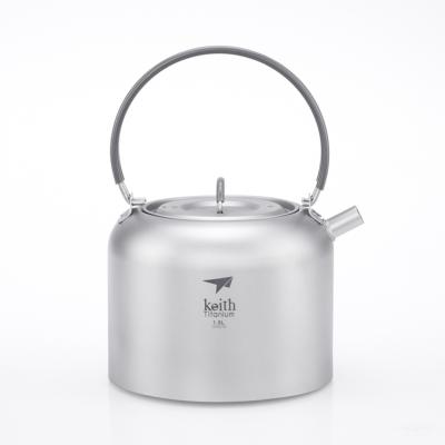 China biocompatible & Anti-Corrosion Camping 1.5L Portable Ultralight Kettle Teapot Outdoor Titanium Cooking Kettle for sale