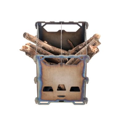 China Portable Outdoor Camping Dismantling Titanium Alloy Stove Wood Burning Stove Corrosion Resistant for sale