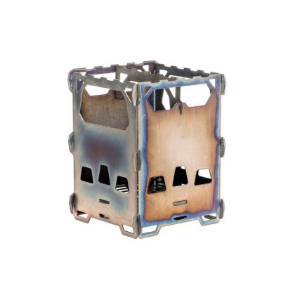 China Anti-Corrosion Square High Quality Titanium Alloy Backpack Match Stove Outdoor Sports Wood Stove for sale