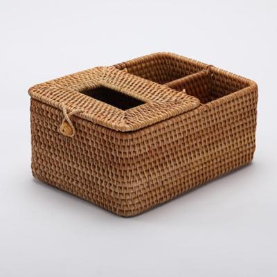 China Minimalist Desktop storage rattan box rectangle multifunctional creative tissue box for sale