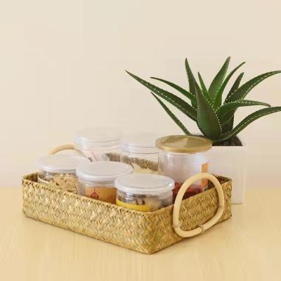 China Sustainable Hot Selling Three-pieces Handwoven Water Plant Dinning room Restaurant Tableware Basket for sale