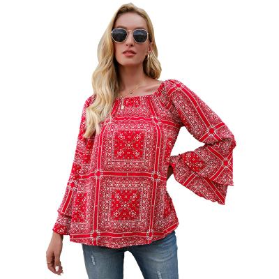 China Cheap Sheer Off-Shoulder Layer Women Blouses for sale