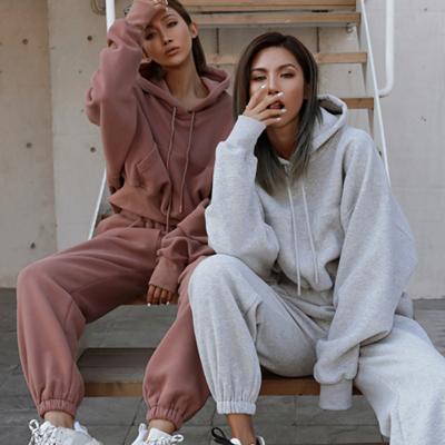 China Breathable Hoodies and Tracksuit Pants Autumn Winter Basic Casual OEM Women Sweatshirt Sportswear Tracksuits 2 Piece Sportswear Long Sleeve Set for sale