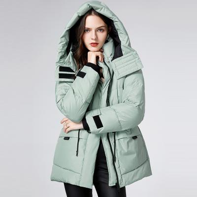 China New Winter 90% Breathable White Duck Down Jacket Stand Collar Womens Windproof And Warm Stand Up Coat With Hood for sale