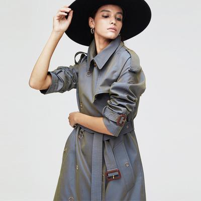 China Autumn Wholesale Clothing Factory British 2021 Breathable Style Cross Women's Long Ditch Coat With Belt for sale