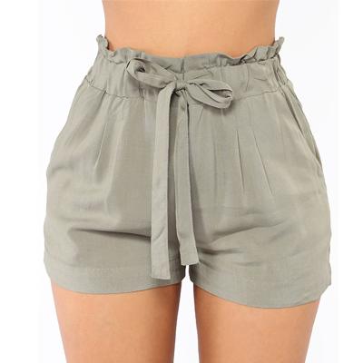 China QUICK DRY Summer 2021 Solid Color Breathable Women Wide Leg Shorts Lace Up Casual Loose Daily Home Vacation Shorts Use Short Pants for sale