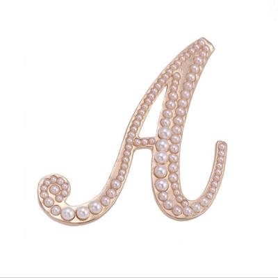 China Environmental Friendly Alloy Alphabet English Letters A Alphabet Brooch Pin For Women Men Gift Jewelry Female Status Pins for sale