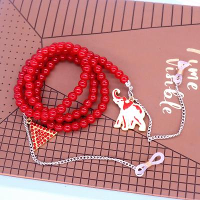 China New Design Environmentally Friendly Red Delta Sign Elephant Sorority Glass Beads Greek Chain For Woman for sale