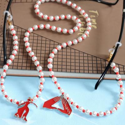 China 1913 Glass Courage Letter Organization Delta Eyeglass Chains Environmentally Friendly Handmade Greek Sorority for sale