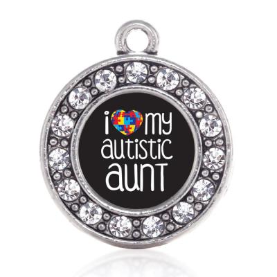 China C1103791 Popular Environmentally Friendly Necklace I Love My Autistic Aunt, Uncle, Sister, Brother, Cousin Pendants With Rhinestone Charms For Family for sale