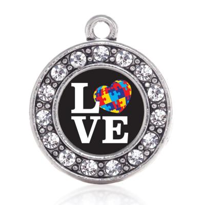 China C1103802 Autism Environmental Friendly Necklace Or Multi Colored Puzzle Piece With LOVE Alphabet For Friends for sale