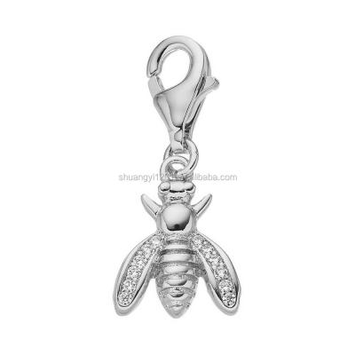 China HUSURU fashion cute custom animal shaped gold and silver plated bee charms with crystal and lobster clasp for jewelry qualities for sale