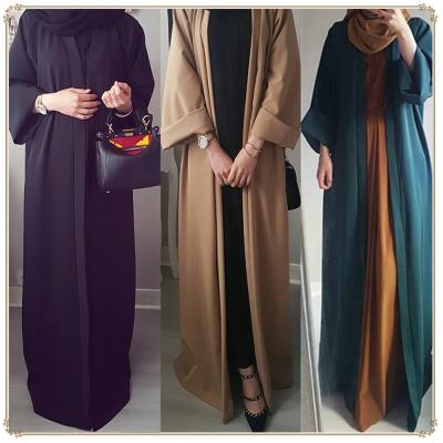 China new arrival pure color abaya plus size muslim duba 2021 women long dress girls abaya dubai women long dress open dresses M0911-013 for sale