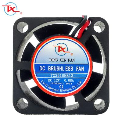 China Factory Mini 2510 Brushless DC Fan 5V 12V, 1inch 25mm DC IP66 Axial Fan, 25x25x10mm DC Fan Ball or Sleeve Bearing for sale