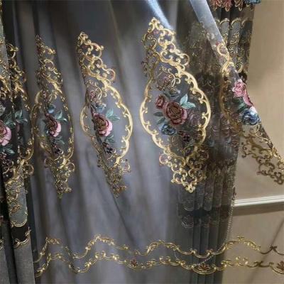 China Hot Selling Tear-Resistant Lace Border Trim Curtains With Embroider Designs Gold Sequin Curtains For Living Room for sale