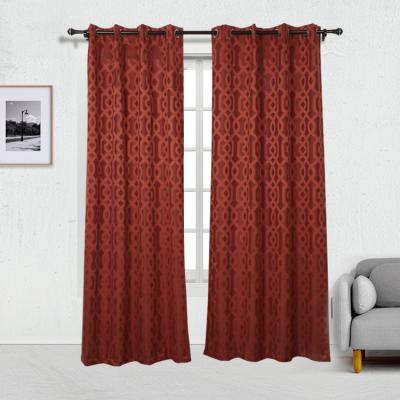 China Popular Blackout USA Geometric Pattern Jacquard Fabric Blackout Single Curtains For Bedroom for sale