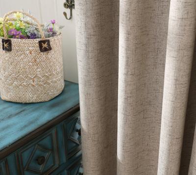 China Blackout Linen Look Coated Blackout Grommet 100% Covered Curtains For Living Room for sale