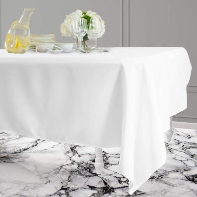 China Oilproof Rectangle Stain Proof Durable Using Low Price Dinner Tablecloth White Wedding Table Cloth for sale